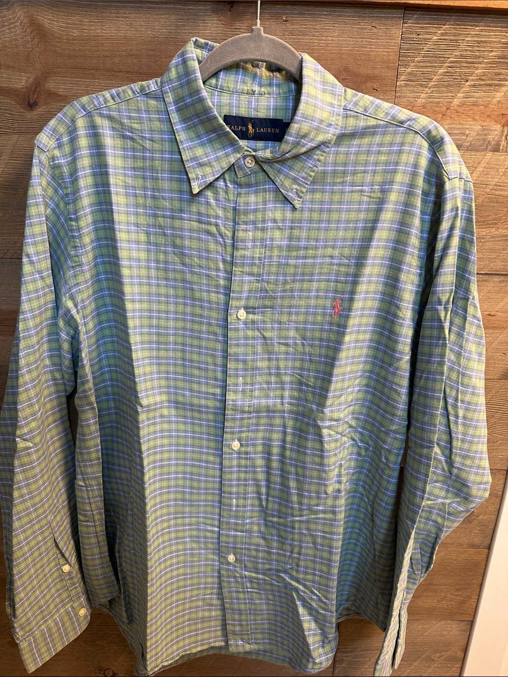 Ralph Lauren Blue and Green Plaid Button-Down Shirt